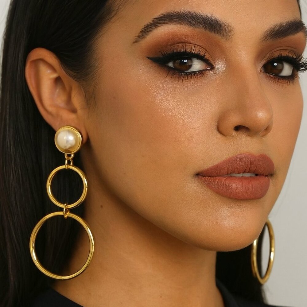 Ophelia Roe‎ Gold and Faux Pearl Drop Earrings